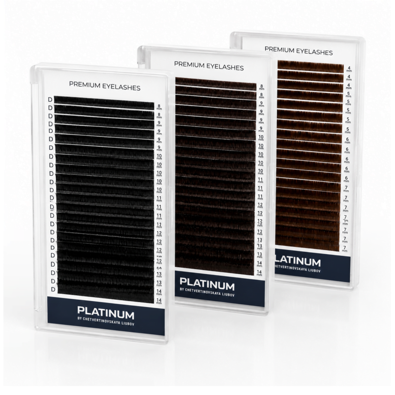 Wimpernverlängerung Schwarz PLATINUM 24 Linien Schwung CC 0.07 9mm NEW