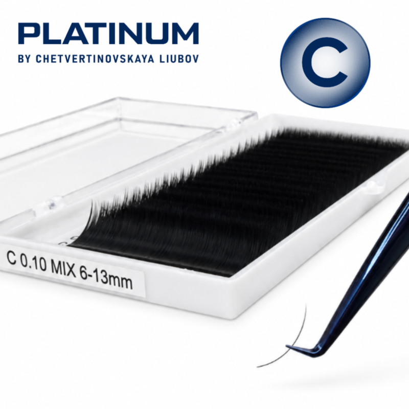 Eyelash Extensions Black PLATINUM 24 lines Сurl C 0.07 14mm NEW