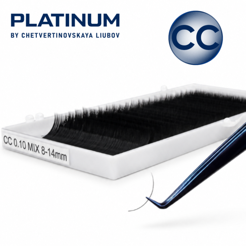 Eyelash Extensions Black PLATINUM 6 lines Сurl CC 0.10 16mm NEW small