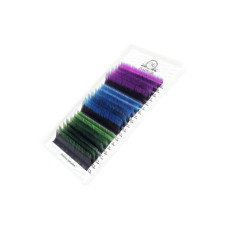 Rzęsy do Przedłużania Kolorowe Ombre MIX (Fioletowy/Niebieski/Zielony) PLATINUM Skręt L 0.10 8–13mm