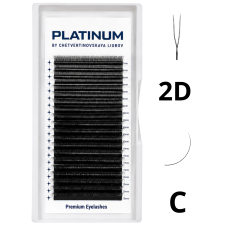 Rzęsy kępki do przedłużania 2D Czarne U-Shape Skręt C 0.07 7-13 mm PLATINUM