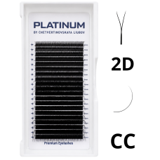 Rzęsy kępki do przedłużania 2D Czarne YY-Double Skręt CC 0.07 6-13 mm PLATINUM