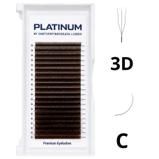 Rzęsy kępki do przedłużania 3D Ciemnobrązowe U-Shape Skręt C 0.07 7-13 mm PLATINUM