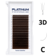 Rzęsy kępki do przedłużania 3D Ciemnobrązowe U-Shape Skręt C 0.07 7-13 mm PLATINUM