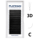 Rzęsy kępki do przedłużania 3D Czarne U-Shape Skręt C 0.07 7-13 mm PLATINUM