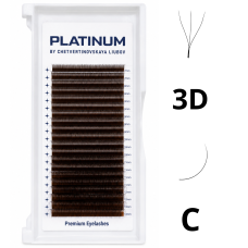 Готовые пучки для наращивания 3D Темно-коричневые W-Shape Изгиб C 0.07 6–13 мм PLATINUM