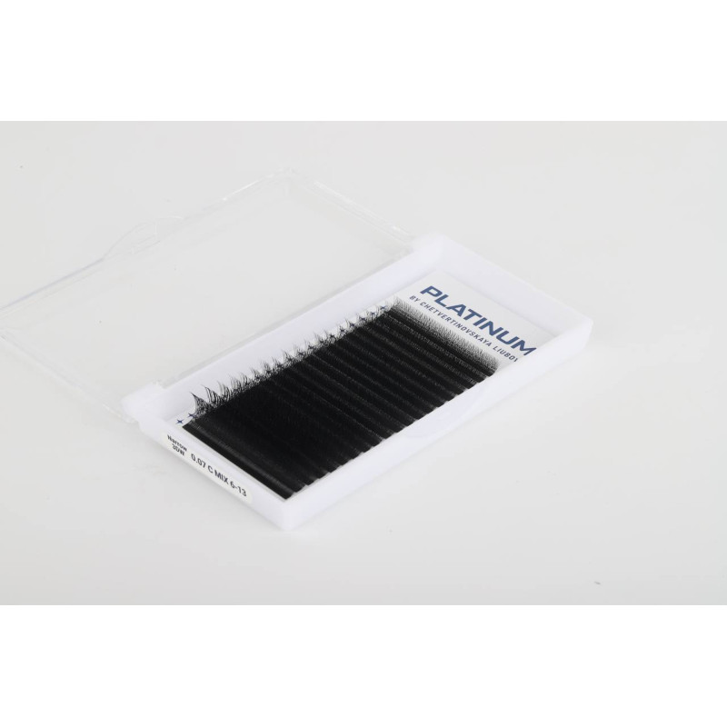 Rzęsy kępki do przedłużania 4D Czarne W-Shape Skręt C 0.07 6-13 mm PLATINUM