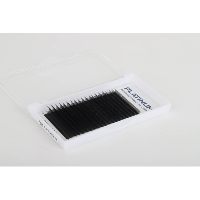Rzęsy kępki do przedłużania 3D Czarne W-Shape Skręt D 0.07 6-13 mm PLATINUM