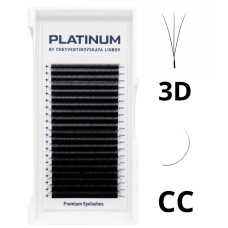 Rzęsy kępki do przedłużania 3D Czarne W-Shape Skręt CС 0.07 6-13 mm PLATINUM