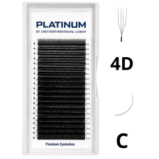 Rzęsy kępki do przedłużania 4D Czarne U-Shape Skręt C 0.07 7-13 mm PLATINUM