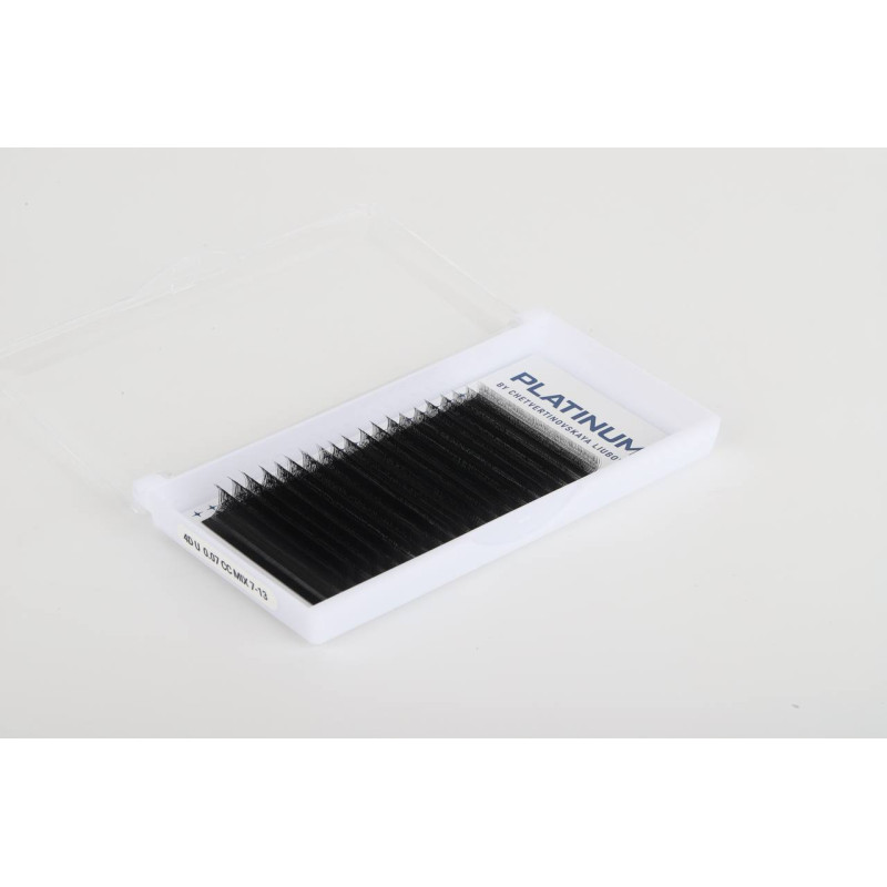 Rzęsy kępki do przedłużania 2D Czarne U-Shape Skręt CС 0.07 7-13 mm PLATINUM