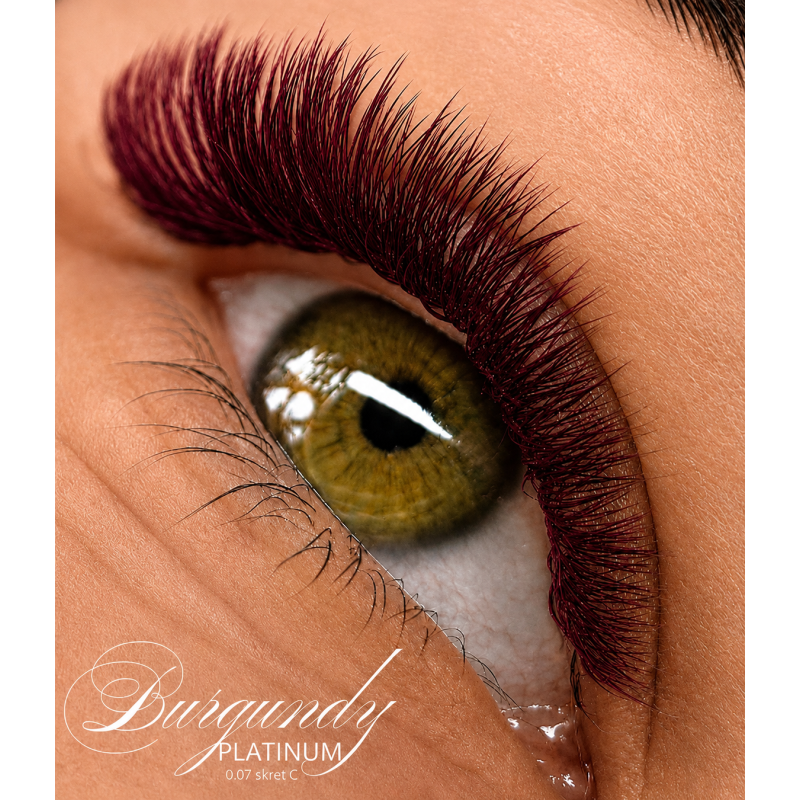 Rzęsy do Przedłużania Burgundy PLATINUM 20 Pasków Skręt С 0.07 6-14mm NEW
